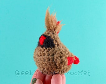 Red Cardinal Female Bird Toy Plush Tiny Birb Amigurumi