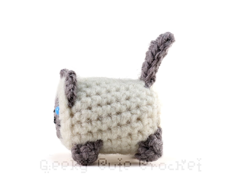 Siamese Gray Lilac Point Kitty Cat Yama Amigurumi Plush Toy Crochet Stuffed Animal image 3