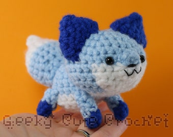 Blue Fox Plush Toy Stuffed Animal Amigurumi Crocheted
