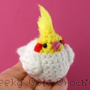 Lutino Cockatiel Bird Parrot Amigurumi Cute Desk Toy Plush