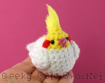 Lutino Cockatiel Bird Parrot Amigurumi Cute Desk Toy Plush