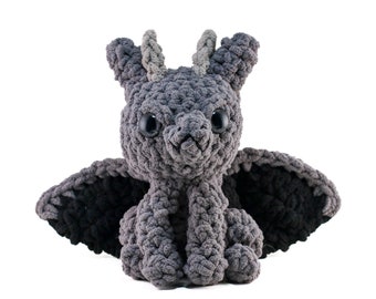 Gray Dragon Plush Toy Stuffed Animal Amigurumi Crochet