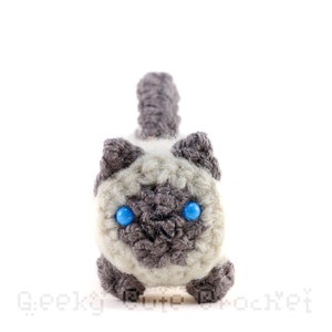 Siamese Gray Lilac Point Kitty Cat Yama Amigurumi Plush Toy Crochet Stuffed Animal image 2