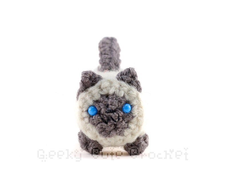 Siamese Gray Lilac Point Kitty Cat Yama Amigurumi Plush Toy Crochet Stuffed Animal image 2