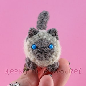Siamese Gray Lilac Point Kitty Cat Yama Amigurumi Plush Toy Crochet Stuffed Animal image 1