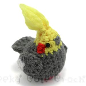 Cockatiel Bird Parrot Amigurumi Cute Desk Toy Plush Light Grey image 2