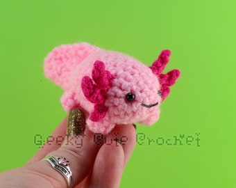 Pink Axolotl Amigurumi Crochet Stuffed Plush Desk Toy