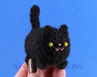 Black Kitty Cat Yama Amigurumi Plush Toy Crochet Stuffed Animal