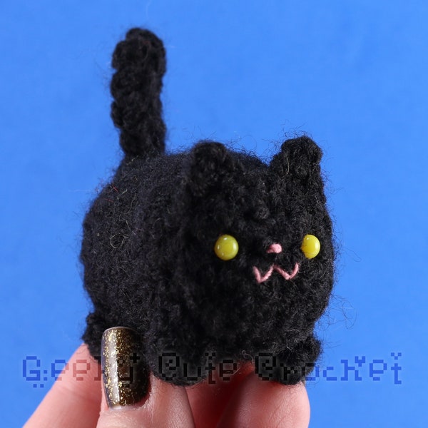 Black Kitty Cat Yama Amigurumi Plush Toy Crochet Stuffed Animal
