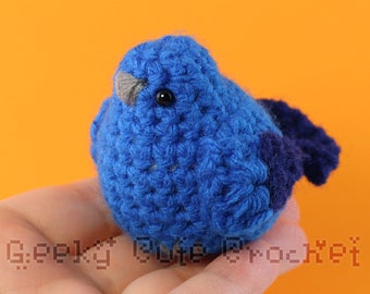 Indigo Bunting Bird Plush Toy Stuffed Animal Amigurumi