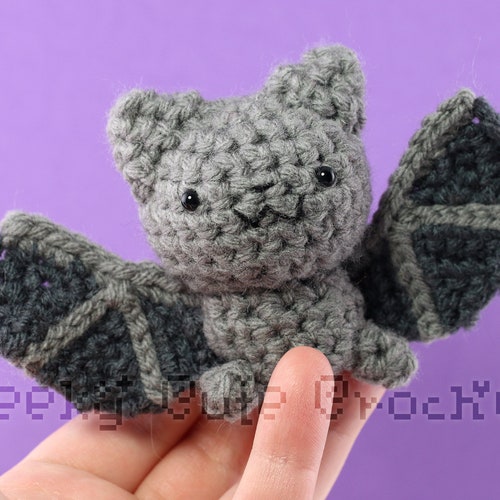 Gray Bat Amigurumi crochet stuffed plush toy cute