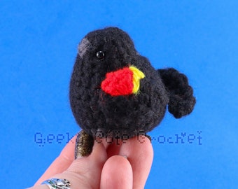 Redwing Blackbird Bird Plush Toy Stuffed Animal Amigurumi