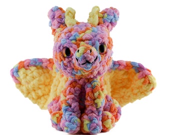 Pastel Rainbow Dragon Plush Toy Stuffed Animal Amigurumi Crochet