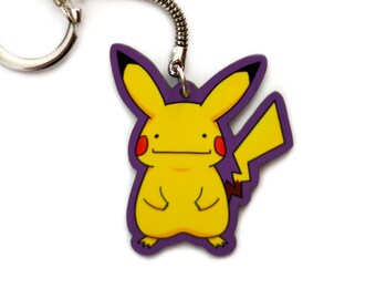 Derpachu Charm keychain or necklace - Dittochu Derp Meme