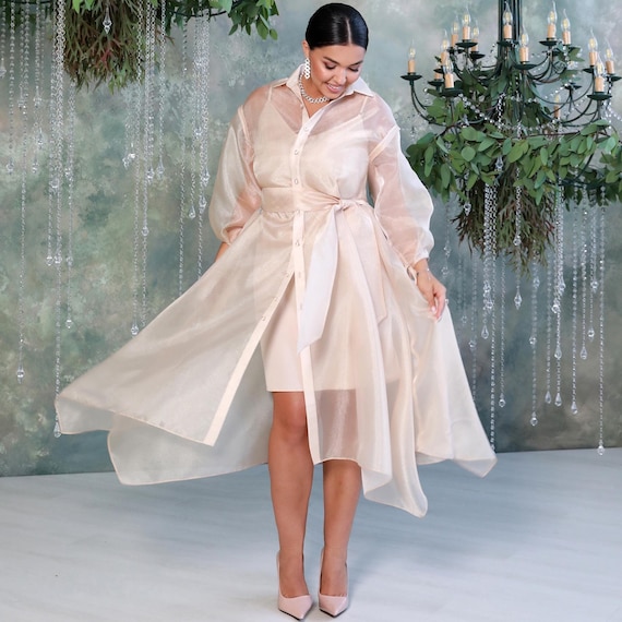 knee length dresses for ladies Pink Flower Organza Midi Dress main image 1