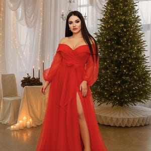 Red Offshoulder Gown - Etsy Red Offshoulder Gown - Etsy