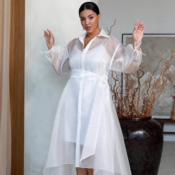 open lace back dress Metallic Shirt Waist Organza Gown – Terijon.com main image 1