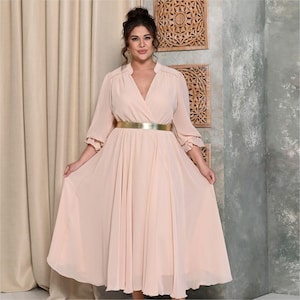 plus size rose gold mother of the bride dresses Plus Size Mother Of The Bride Dresses 3/4 Sleeves Chiffon Lace Applique A Line