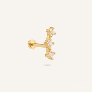 Tiny CZ Constellation Flat Back Stud | Dainty Stacking Earring | Tragus & Cartilage Piercing | Minimalist Jewelry Gift for Her