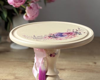 Floral Wooden Cake Stand – Whimsical Storybook Dessert Display for Weddings, Tea Parties & Home Decor