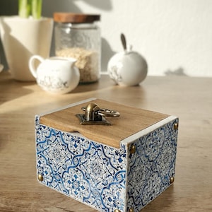 Scatola in legno di azulejo portoghese – Contenitore decorativo, organizer per gioielli (personalizzabile)
