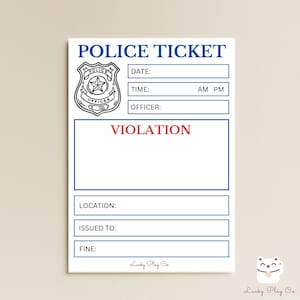 13cm x 18cm Notizblock 25 Blatt - Polizei Fahrkarten Rollenspiel für Kleinkinder und Kinder