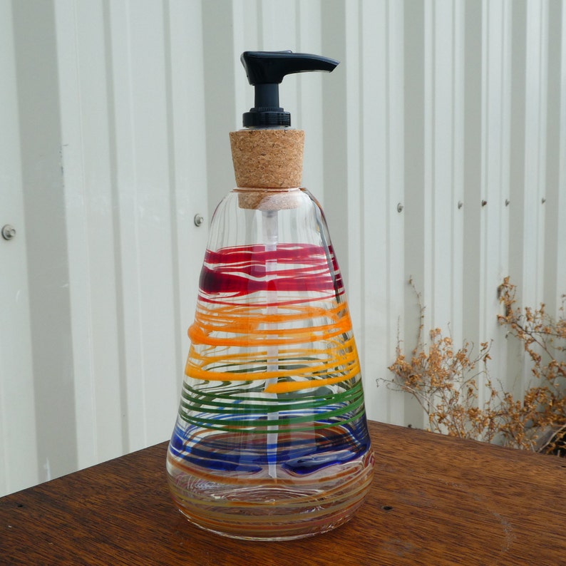 Handblown Rainbow Pride Soap Dispenser Etsy