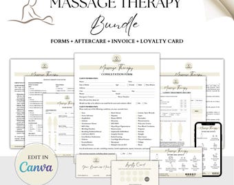 Massage Therapy Form, Massage Intake Form, Massage Aftercare, Massage SOAP Notes, Massage Consent Form, Massage Consultation, Spa Forms
