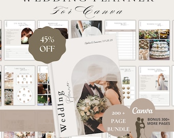 200 Page Canva Wedding Planner Template Bundle, Wedding Planner,Wedding Itinerary, Wedding Planning Book, Wedding Planning Checklist, Binder