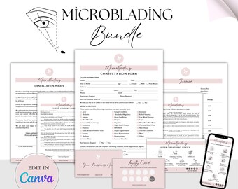 Formulaires de microblading, lot de formulaires pour esthéticienne, consentement au microblading, formulaires de sourcils, formulaire de demande d'admission en salon, plastification des sourcils, fiche de soins de suivi des sourcils