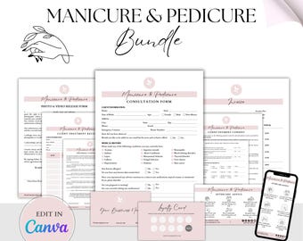 Formulario de consentimiento para uñas, consulta de uñas, formularios de pedicura, cuidado posterior de las uñas, formularios de técnico de uñas, formularios de spa de salón, delantal de técnico de uñas, formularios de artista de uñas