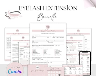Eyelash Extension Form, Lash Consultation, Lash Consent Form, Eyelash Tech, Eyelash Business, Esthetician Bundle, Esthetics Forms, Lash Tech