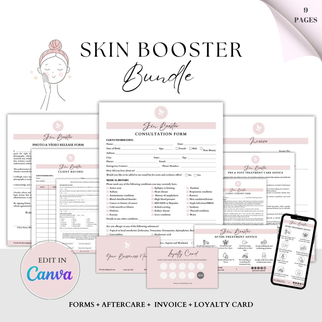 Skin Script Intake Form Skin Booster Consent, Filler Consultation, Filler Aftercare Advice ...