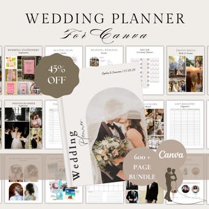 600 Page Canva Wedding Planner Template Bundle, Wedding Planner,Wedding Itinerary,Wedding Planning Book,Wedding Planning Checklist,Binder