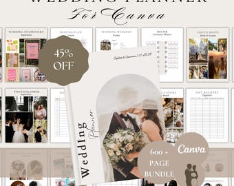 Canva Hochzeitsplaner Template Bundle, Hochzeitsplaner, Hochzeitsplaner, Hochzeitsplanung, Checkliste, Mappe