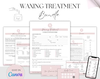 Waxing Consent Form, Skincare Form, Waxing Treatment, Day Spa Forms, Waxing Templates, Consultation forms, Client Intake, Esthetics Forms