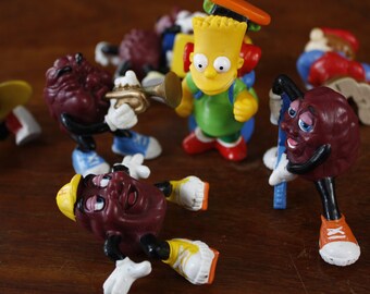 Lot of 8 vintage 80s 90s small toys california raisins bart simpson mario