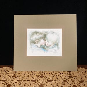 Limited edition signed and numbered Mary Vickers print of two children titled &quot;for you&quot;