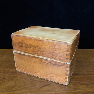 1971 wood index card box office decor recipe box address box