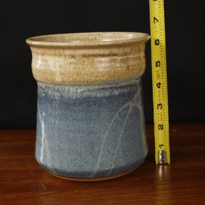 vintage handmade studio pottery stoneware ceramic vase large mouth boho art pottery signed