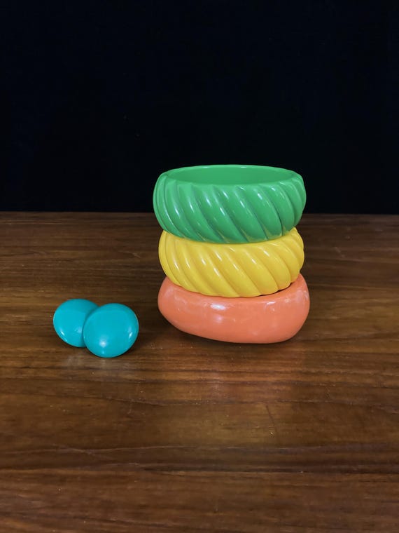 set of three thick bangle bracelets with pair of … - image 1