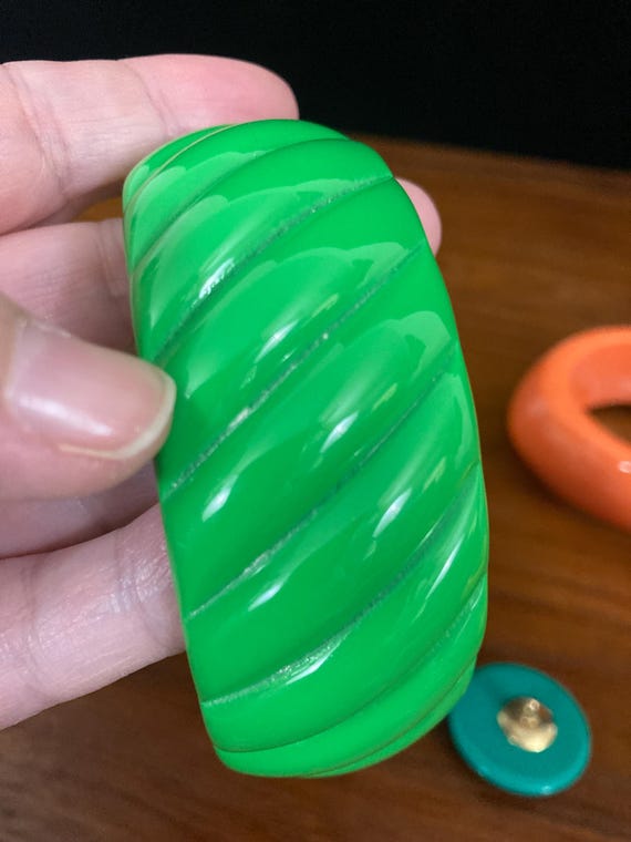 set of three thick bangle bracelets with pair of … - image 4