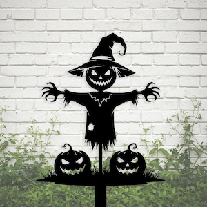 Halloween Scarecrow Yard Sign, Spooky Metal Garden Stake, Outdoor Fall Lawn Decor, Creepy Pumpkin Gift, Halloween Outdoor Decor for Backyard