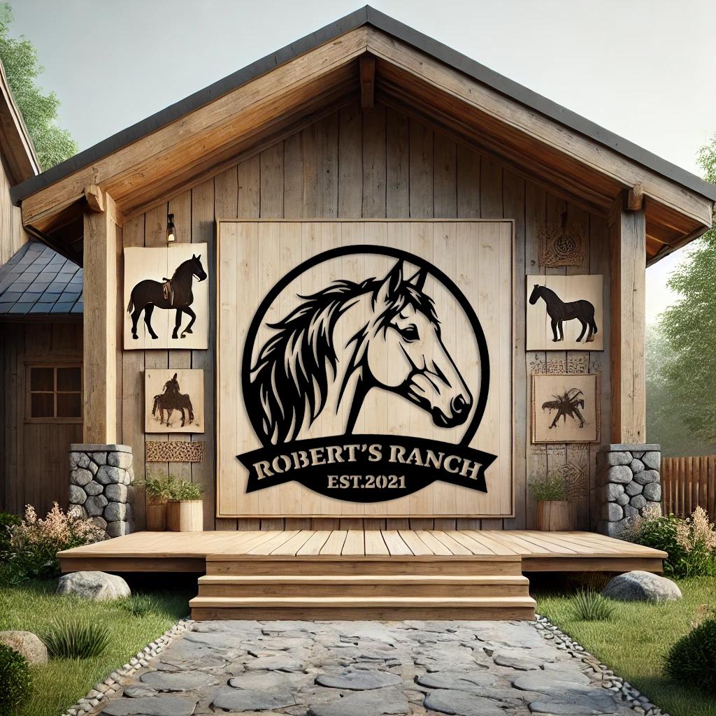 Custom Horse Ranch Metal Sign, Personalized Farm Name Sign, Horse Barn ...