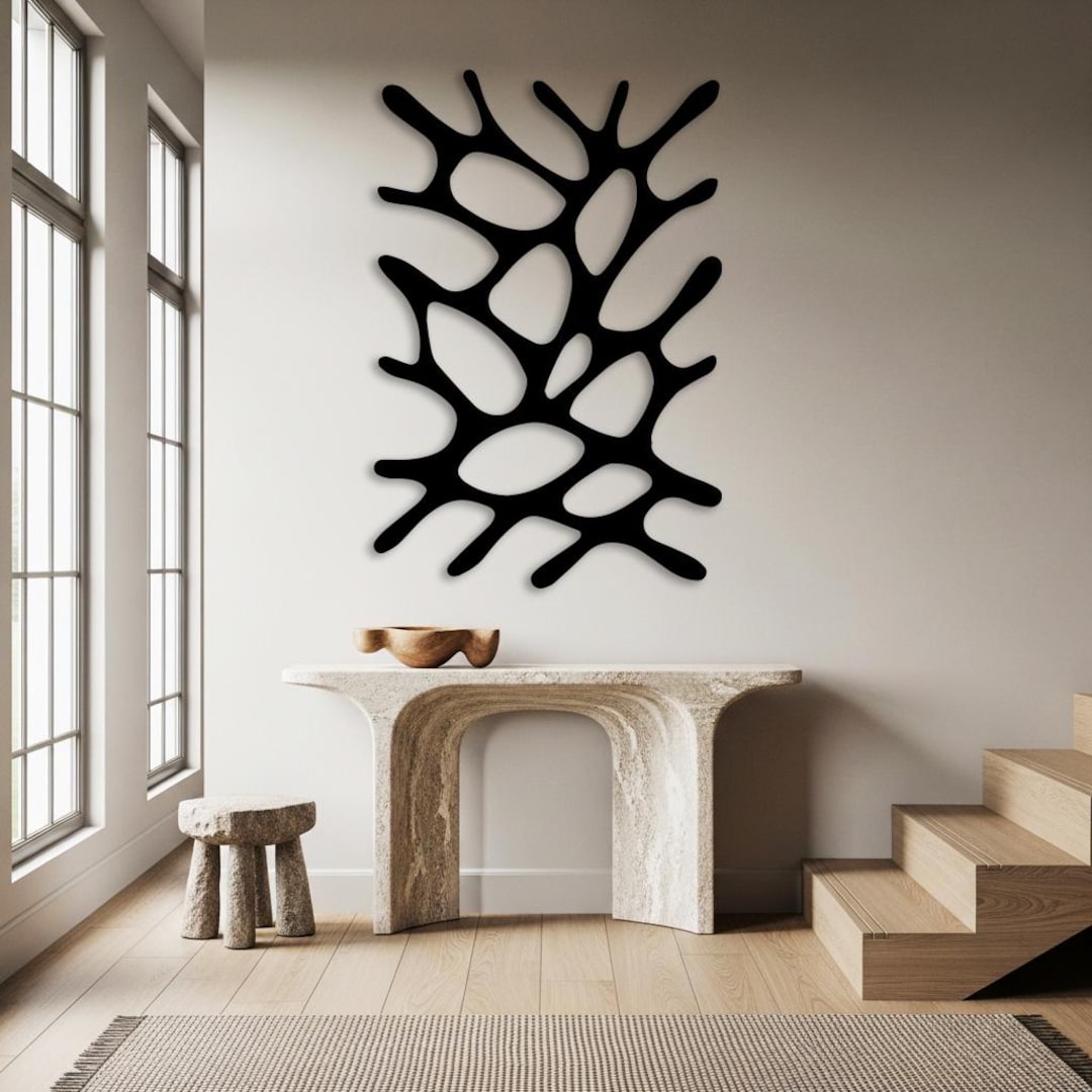 Large Abstract Metal Wall Art, Modern Entryway Wall Decor, Minimal ...