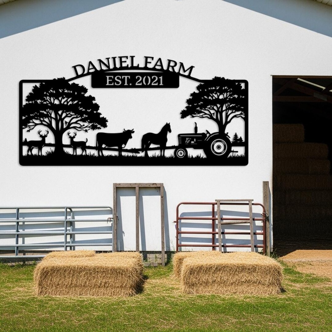 Custom Farm Sign, Outdoor Ranch Metal Sign, Personalized Barn Wall Art ...