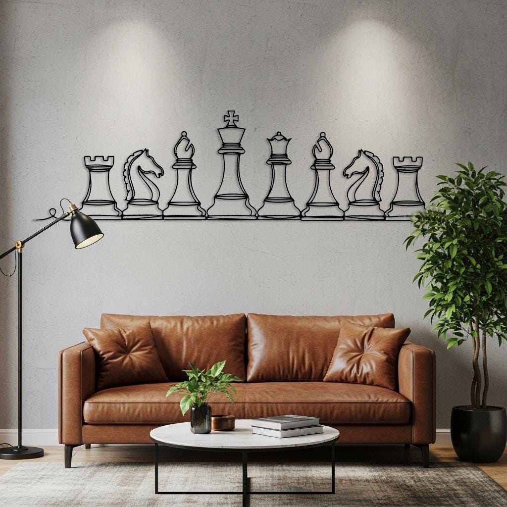 Chess Wall Art, Chess Gifts for Chess Players, Modern Game Room Wall ...