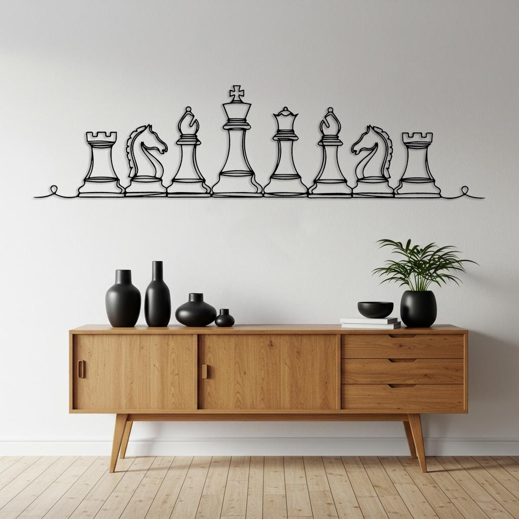 Chess Wall Art, Chess Gifts for Chess Players, Modern Game Room Wall ...