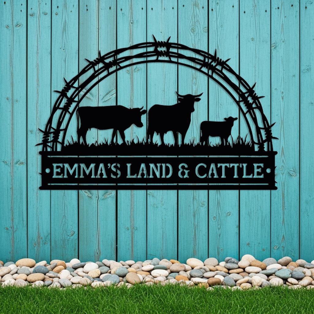 Custom Cattle Ranch Sign Custom Cattle Ranch Metal Sign, Personalized Farm Name Sign for Outdoor ...