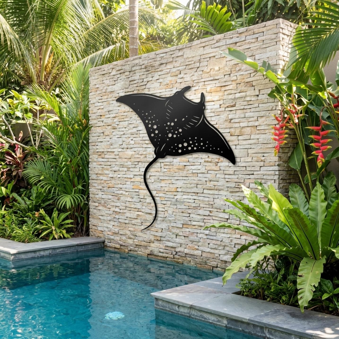Manta Ray Metal Wall Art, Ocean Themed Wall Decor, Minimalist Wall Art ...